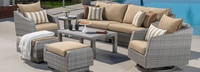 Cannes™ Deluxe 8 Piece Sunbrella® Outdoor Sofa & Club Chair Set - Navy Blue