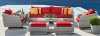Cannes™ Deluxe 8 Piece Sunbrella® Outdoor Sofa & Club Chair Set - Navy Blue