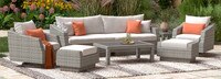 Cannes™ Deluxe 8 Piece Sunbrella® Outdoor Sofa & Club Chair Set - Spa Blue