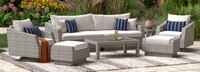 Cannes™ Deluxe 8 Piece Sunbrella® Outdoor Sofa & Club Chair Set - Spa Blue