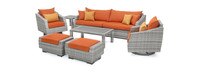 Cannes™ Deluxe 8 Piece Sunbrella® Outdoor Sofa & Club Chair Set - Tikka Orange