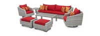 Cannes™ Deluxe 8 Piece Sunbrella® Outdoor Sofa & Club Chair Set - Sunset Red