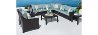 Deco™ 9 Piece Sunbrella® Outdoor Sectional & Club Set - Charcoal Gray