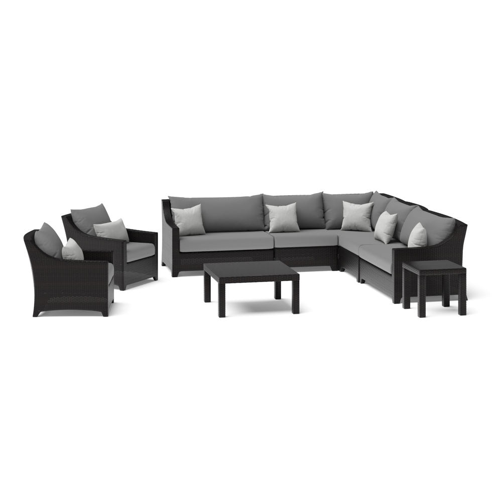 Deco™ 9 Piece Sunbrella® Outdoor Sectional & Club Set - Charcoal Gray