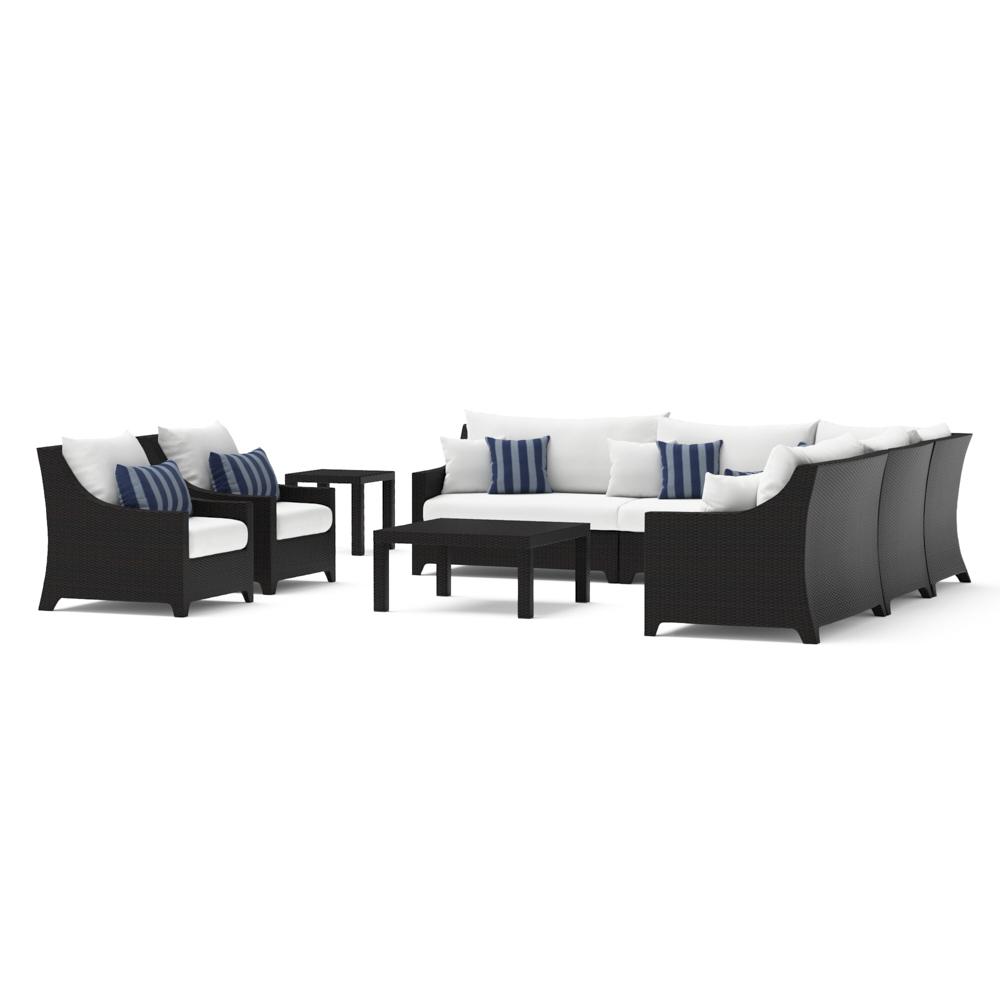 Deco™ 9 Piece Sunbrella® Outdoor Sectional & Club Set - Centered Ink