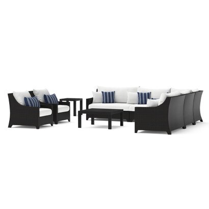 Deco™ 9 Piece Sunbrella® Outdoor Sectional & Club Set - Centered Ink