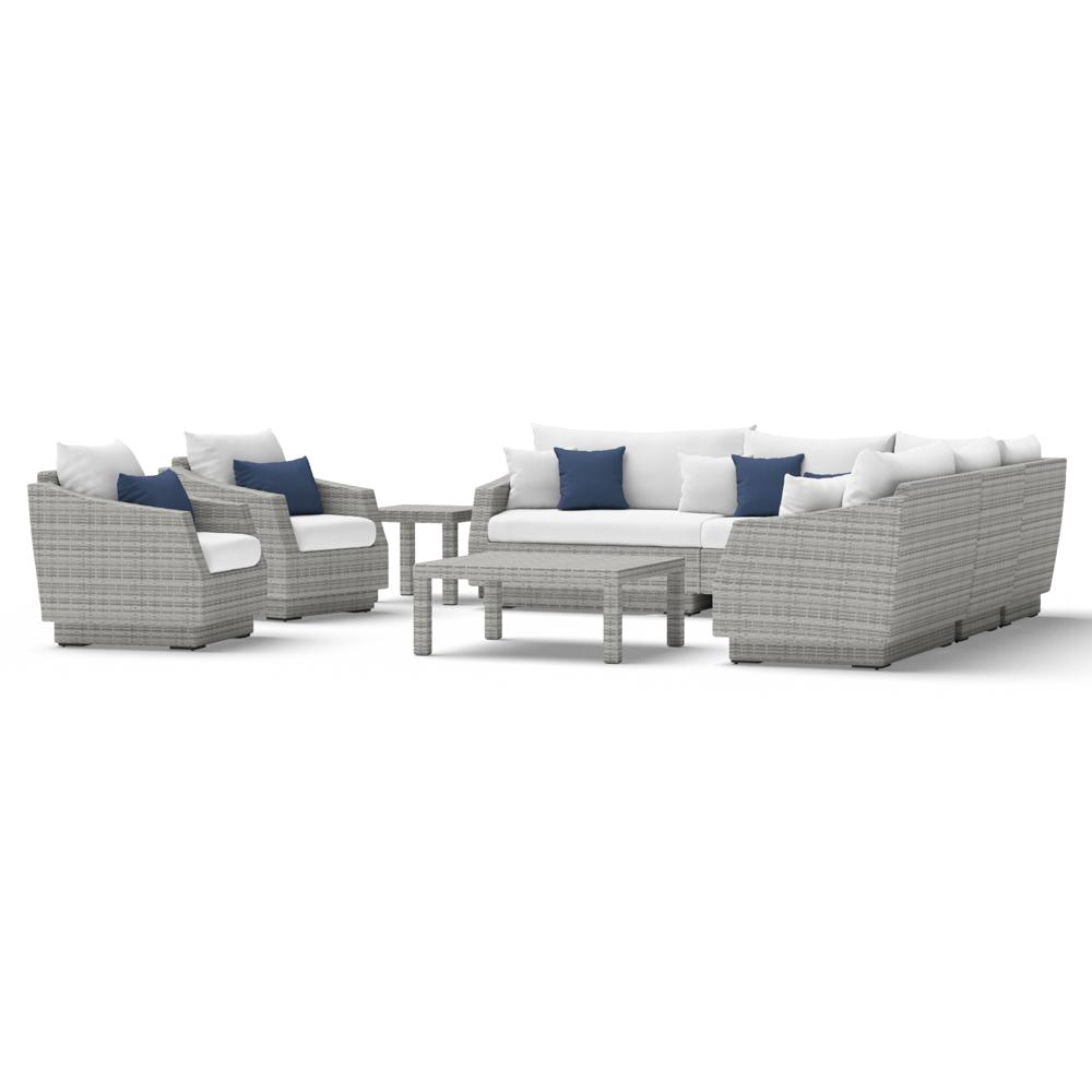 Cannes™ 9 Piece Sunbrella® Outdoor Sectional & Table - Bliss Ink