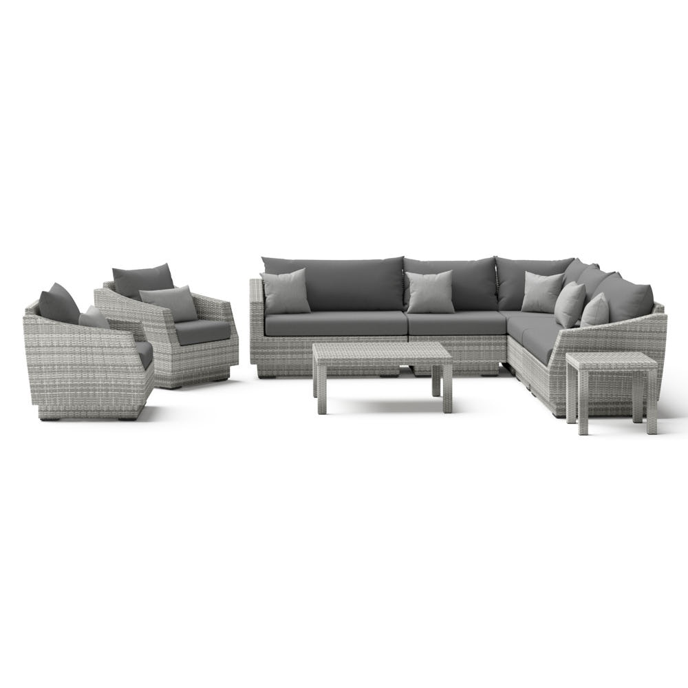 Cannes™ 9 Piece Sunbrella® Outdoor Sectional & Table - Charcoal Gray
