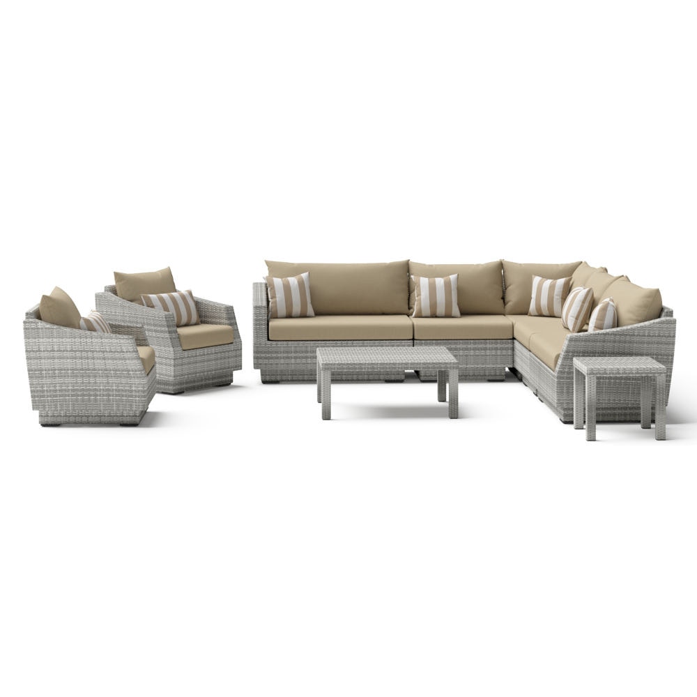 Cannes™ 9 Piece Sunbrella® Outdoor Sectional & Table - Maxim Beige