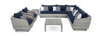 Cannes™ 9 Piece Sunbrella® Outdoor Sectional & Table - Navy Blue