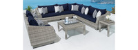 Cannes™ 9 Piece Sunbrella® Outdoor Sectional & Table - Navy Blue