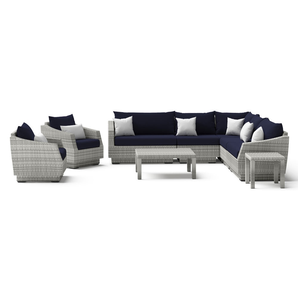 Cannes™ 9 Piece Sunbrella® Outdoor Sectional & Table - Navy Blue
