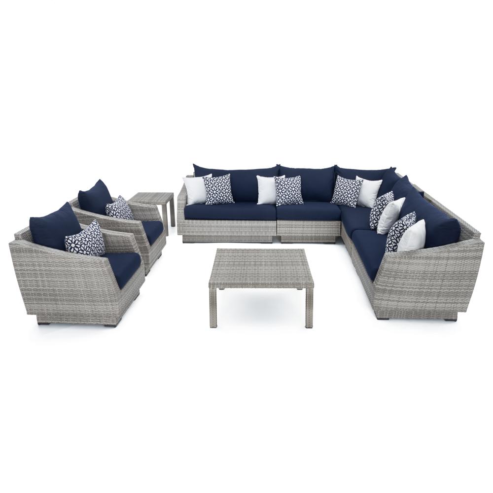 Cannes™ 9 Piece Sunbrella® Outdoor Sectional & Table - Navy Blue