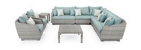 Cannes™ 9 Piece Sunbrella® Outdoor Sectional & Table - Spa Blue