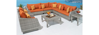 Cannes™ 9 Piece Sunbrella® Outdoor Sectional & Table - Spa Blue