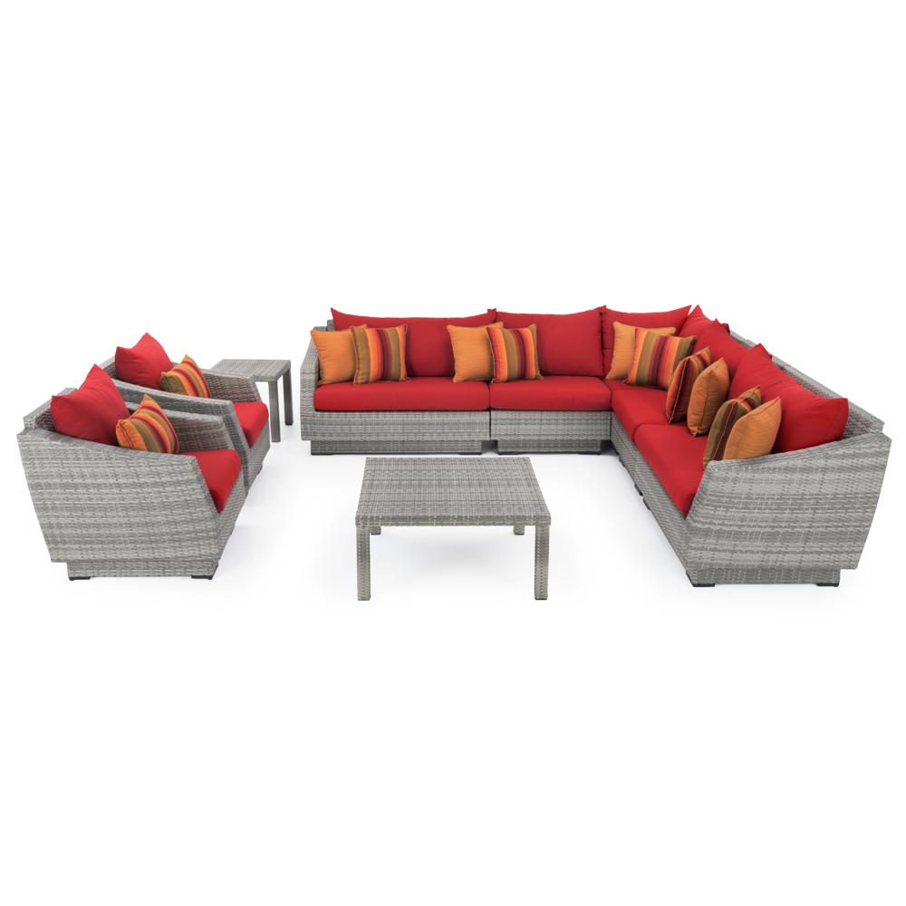 Cannes™ 9 Piece Sectional & Table - Sunset Red
