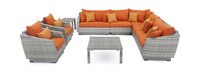 Cannes™ 9 Piece Sunbrella® Outdoor Sectional & Table - Tikka Orange