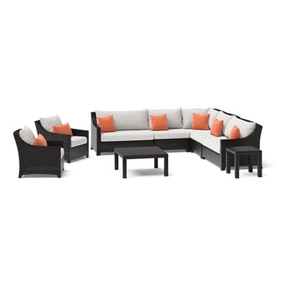 Deco™ 9 Piece Sunbrella® Outdoor Sectional & Club Set - Cast Coral