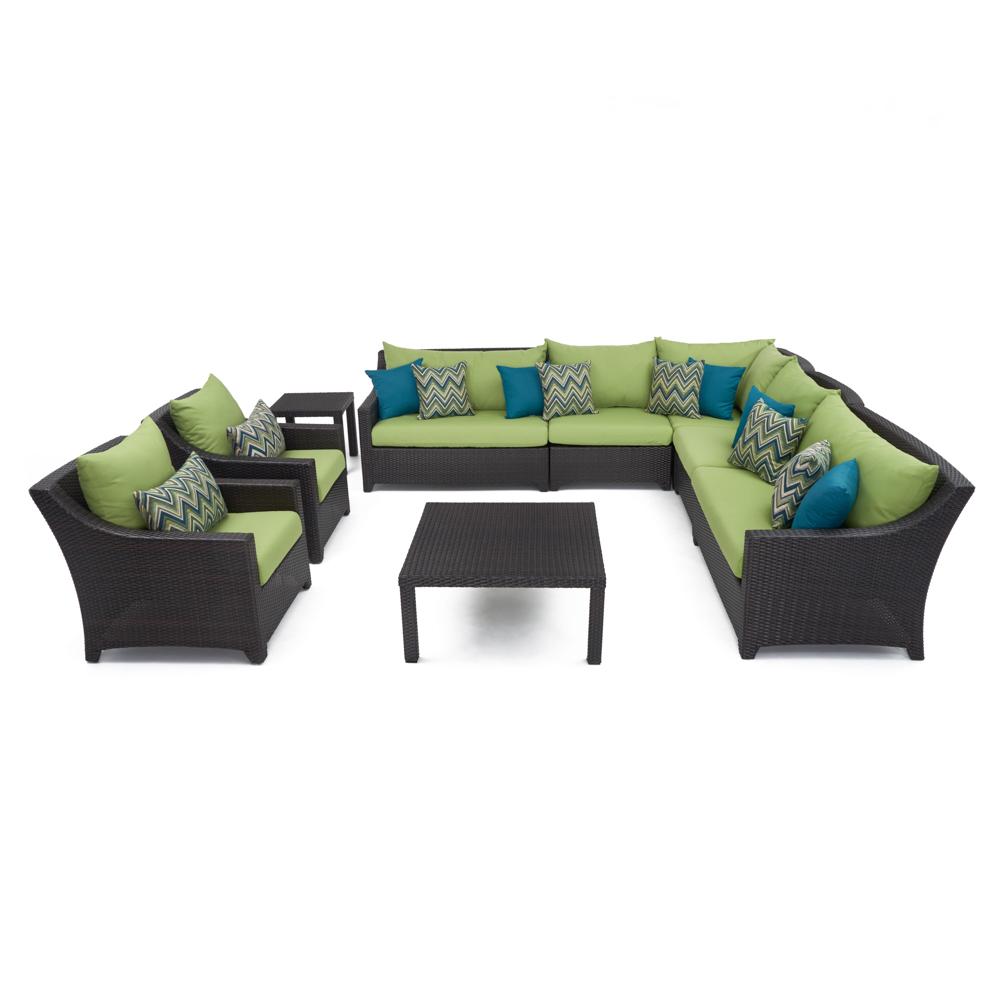 Deco™ 9 Piece Sunbrella® Outdoor Sectional & Club Set - Ginkgo Green