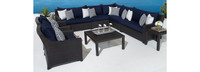 Deco™ 9 Piece Sunbrella® Outdoor Sectional & Club Set - Navy Blue