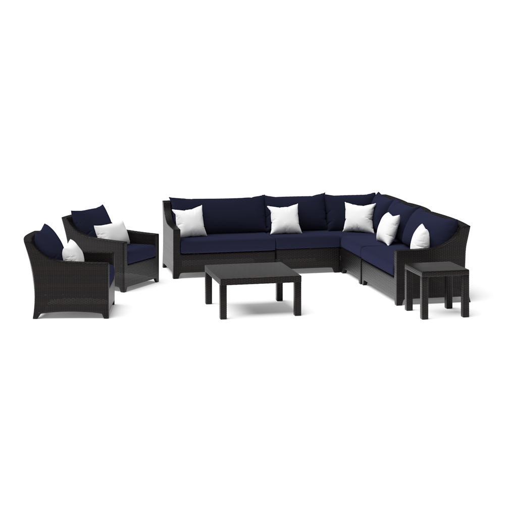 Deco™ 9 Piece Sunbrella® Outdoor Sectional & Club Set - Navy Blue