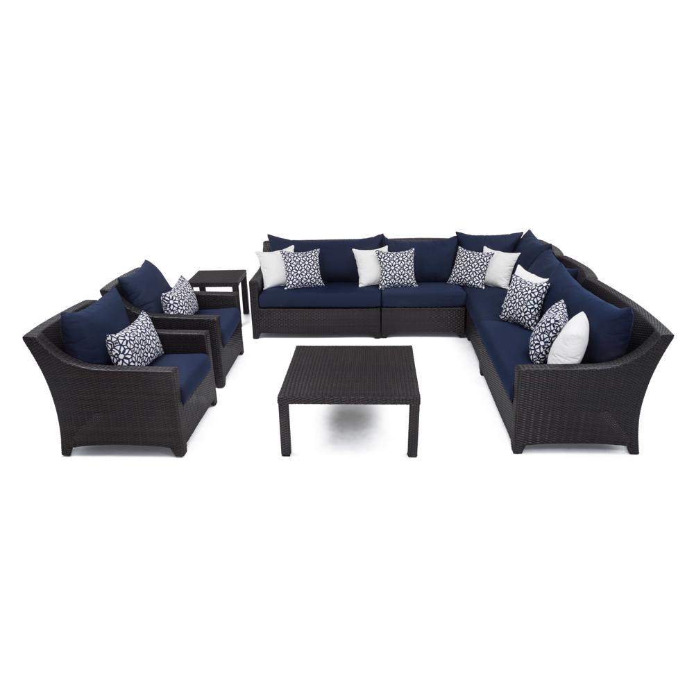 Deco™ 9 Piece Sunbrella® Outdoor Sectional & Club Set - Navy Blue