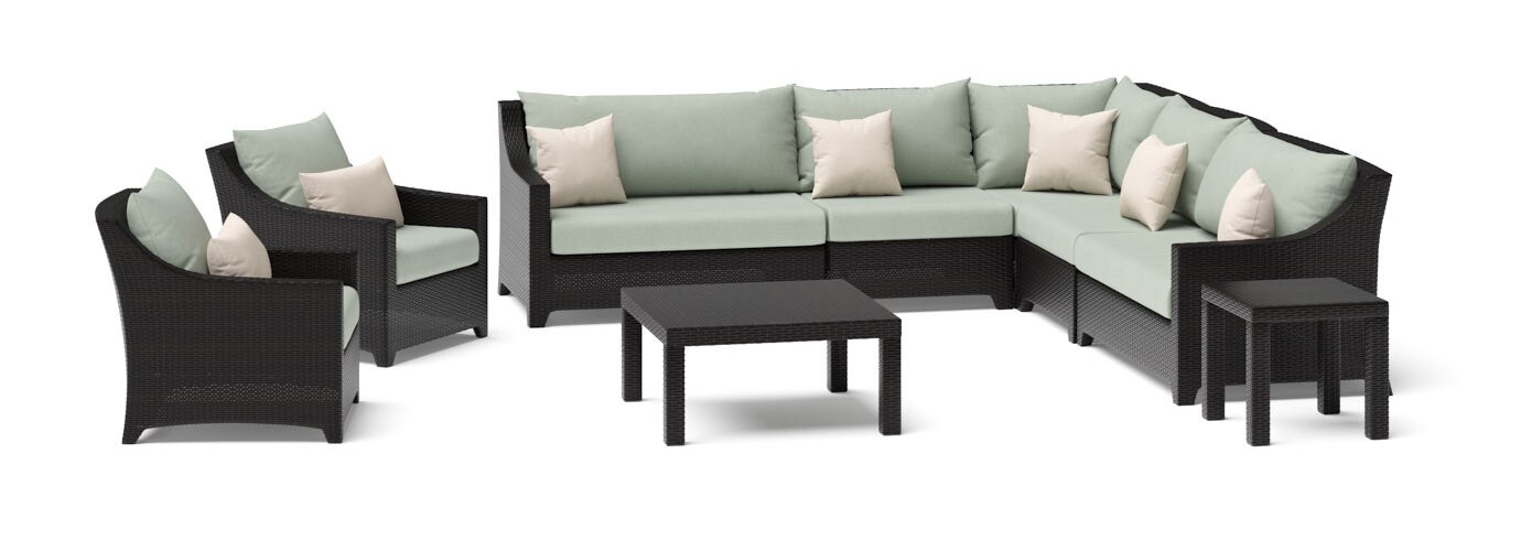 Deco™ 9 Piece Sunbrella® Outdoor Sectional & Club Set - Canvas Oasis
