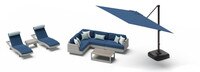Portofino® Comfort 9 Piece Sunbrella® Outdoor Patio Sectional Seating & Lounge Set With Umbrella - Laguna Blue