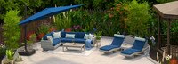 Portofino® Comfort 9 Piece Sunbrella® Outdoor Patio Sectional Seating & Lounge Set With Umbrella - Laguna Blue