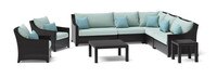 Deco™ 9 Piece Sunbrella® Outdoor Sectional & Club Set - Spa Blue