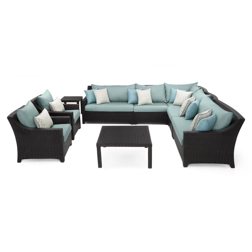 Deco™ 9 Piece Sunbrella® Outdoor Sectional & Club Set - Spa Blue
