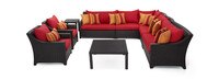 Deco™ 9 Piece Sectional and Club Set - Sunset Red