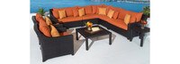 Deco™ 9 Piece Sectional and Club Set - Sunset Red