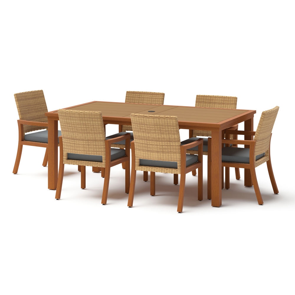Mili™ 7 Piece Sunbrella® Outdoor Dining Set - Charcoal Gray