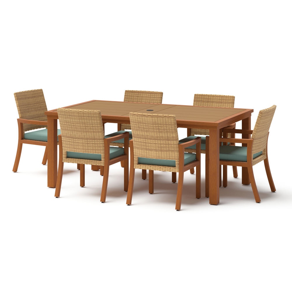 Mili™ 7 Piece Sunbrella® Outdoor Dining Set - Spa Blue