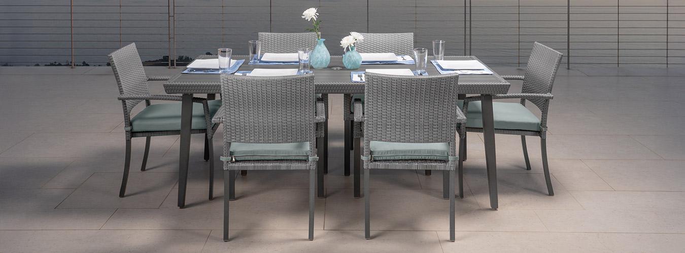 Portofino® Casual 7 Piece Sunbrella® Outdoor Dining Set - Spa Blue
