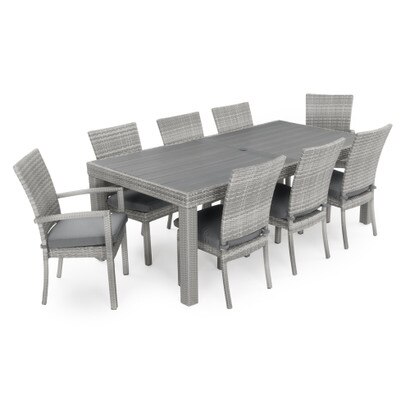 Cannes™ 9 Piece Sunbrella® Outdoor Dining Set - Charcoal Gray