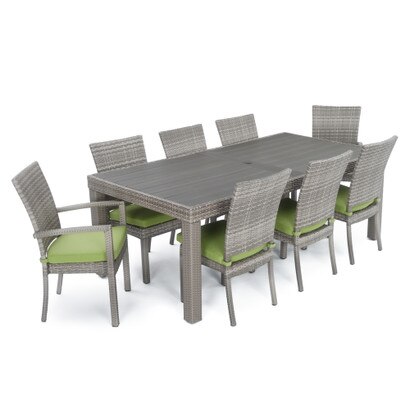 Cannes™ 9 Piece Sunbrella® Outdoor Dining Set - Ginkgo Green
