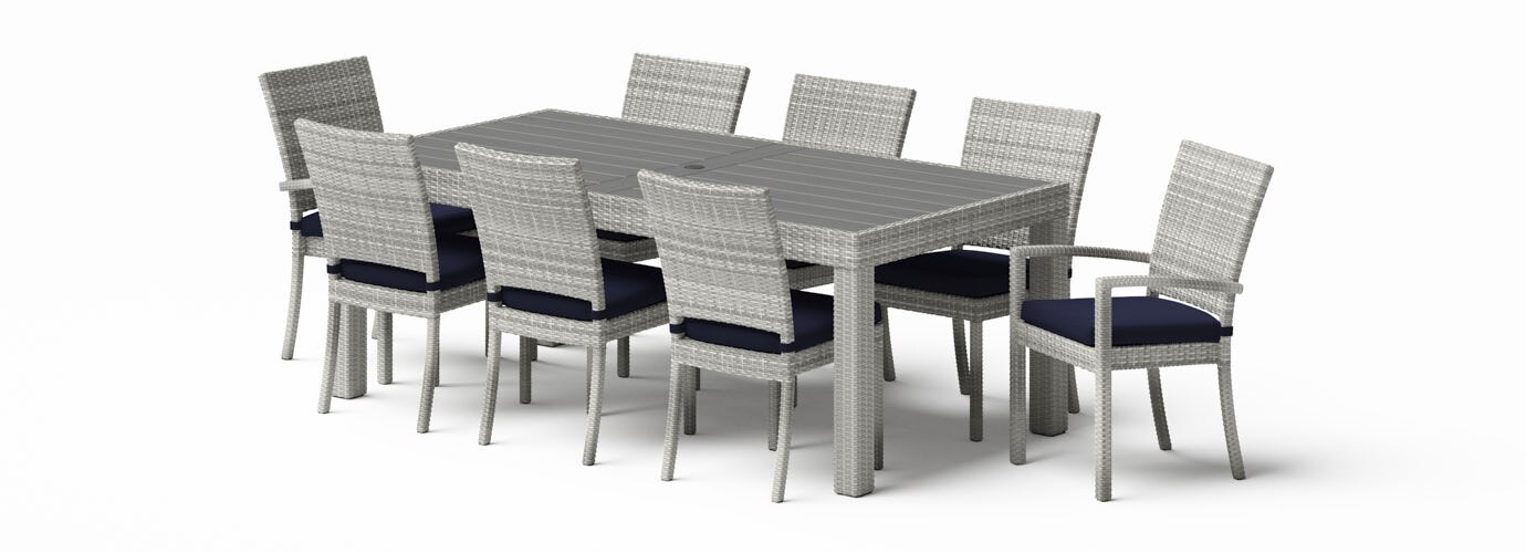 Cannes 9 Piece Sunbrella Outdoor Dining Set - Thumbnail 4