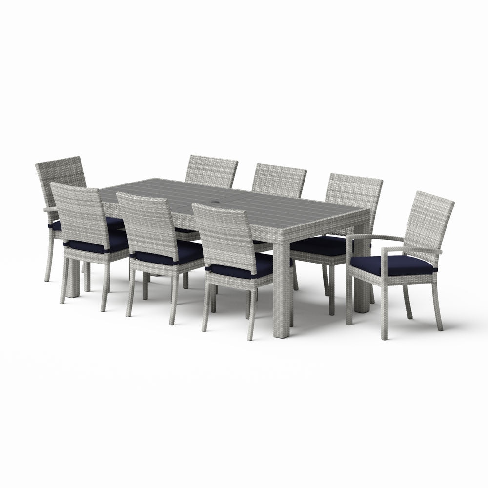 Cannes™ 9 Piece Sunbrella® Outdoor Dining Set - Navy Blue