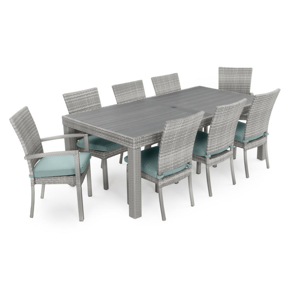 Cannes 9 Piece Sunbrella Outdoor Dining Set - Spa Blue