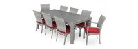 Cannes™ 9 Piece Sunbrella® Outdoor Dining Set - Sunset Red