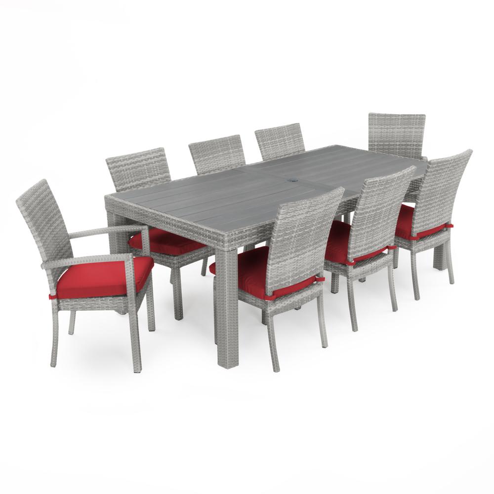 Cannes™ 9 Piece Sunbrella® Outdoor Dining Set - Sunset Red