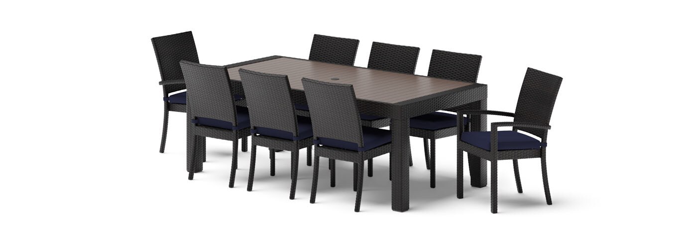 Deco™ 9 Piece Sunbrella® Outdoor Dining Set - Navy Blue
