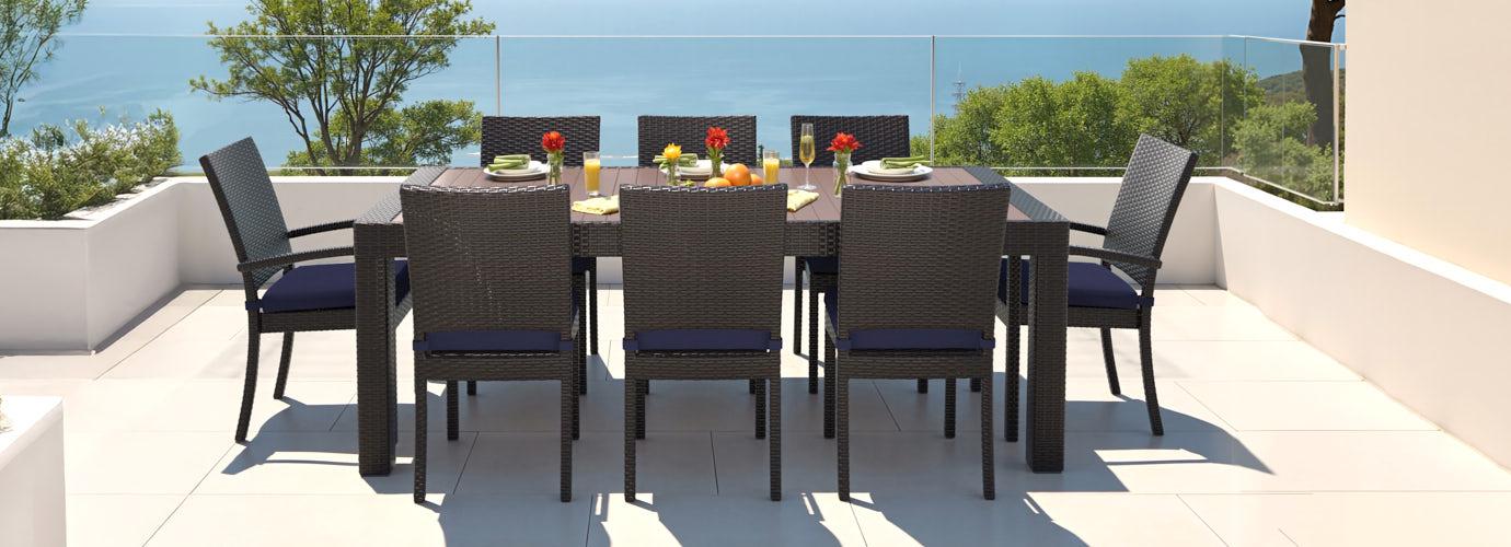 Deco™ 9 Piece Sunbrella® Outdoor Dining Set - Navy Blue