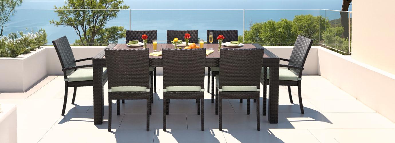 Deco™ 9 Piece Sunbrella® Outdoor Dining Set - Canvas Oasis