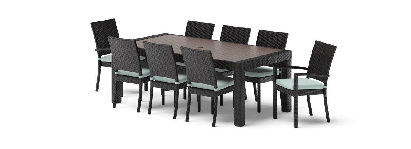 Deco™ 9 Piece Sunbrella® Outdoor Dining Set - Spa Blue