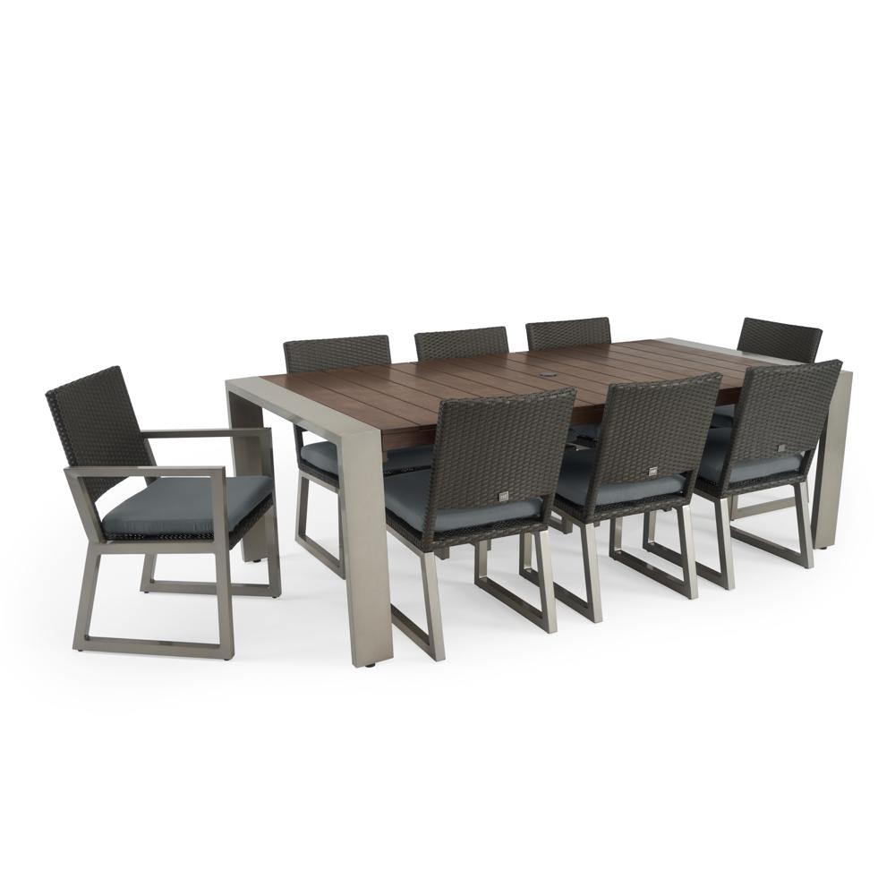 Milo™ Espresso 9 Piece Sunbrella® Outdoor Dining Set - Charcoal Gray