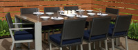 Milo™ Espresso 9 Piece Sunbrella® Outdoor Dining Set - Spa Blue