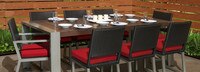 Milo™ Espresso 9 Piece Sunbrella® Outdoor Dining Set - Sunset Red